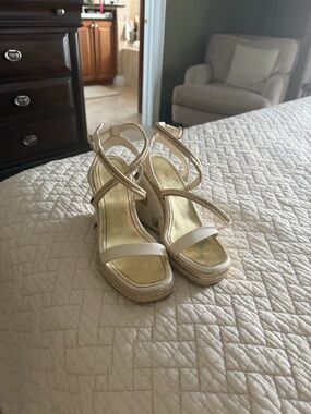 Valentino Garavani Cream Strappy Wedge Sandals